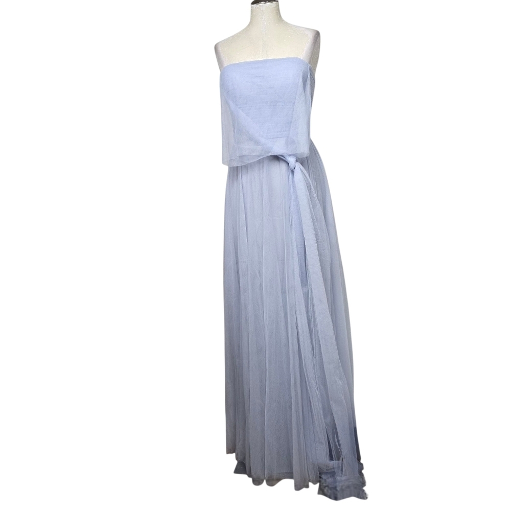 Jenny Yoo Collection Light Blue Tulle Strapless Maxi Gown Dress 8